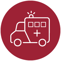 ambulance icon on burgundy background