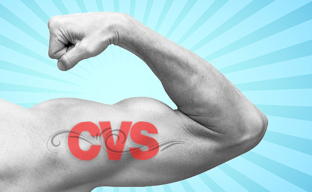 CVS Health Makes Aggressive Primary Care Moves; Are More on the Way? A man is flexing his bicep muscle with the CVS logo on the shoulder and bicep.