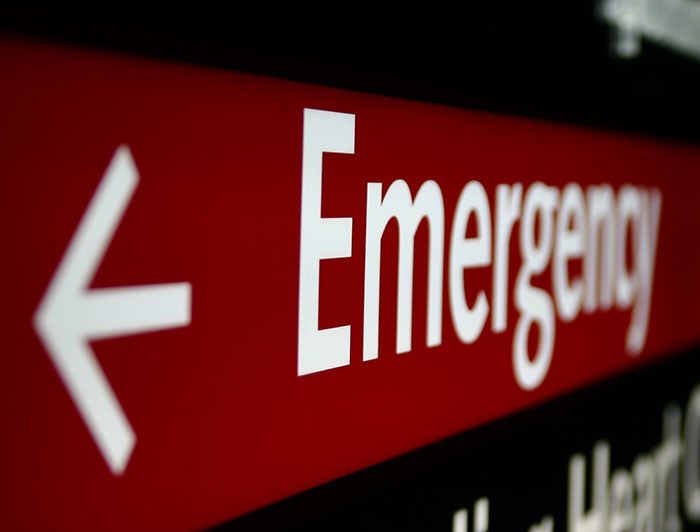 close up of emergency department sign