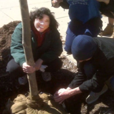 palliative care patient beth planting a tree
