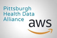 Machine Learning Project Targets Advances to Improve Patient Care. Pittsburgh Health Data Alliance and Amazon Web Services (AWS) logos.