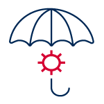umbrella with covid on handle icon