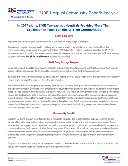 340B Hospital Community Benefit Analysis Report Cover