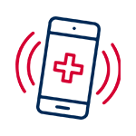 Phone with medical symbol on it icon