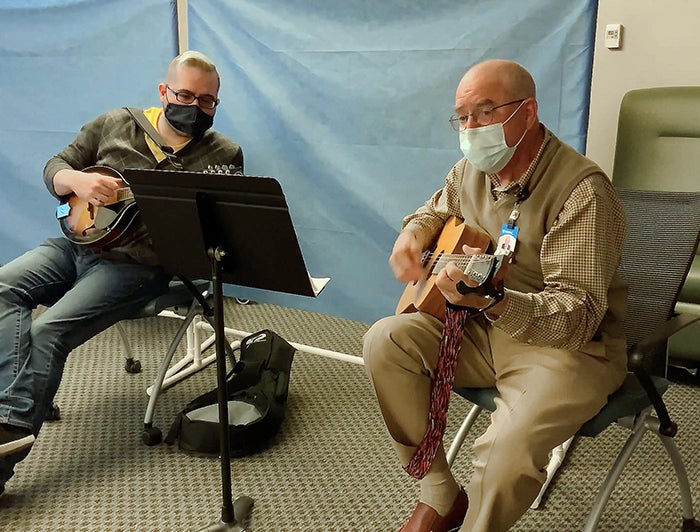 Doctors play music for patients who've been vaccinated