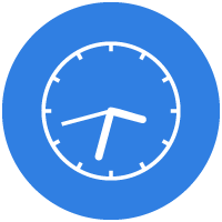 clock icon set to 3:33 on cobalt blue background