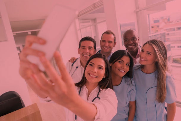 medical staff taking a selfie