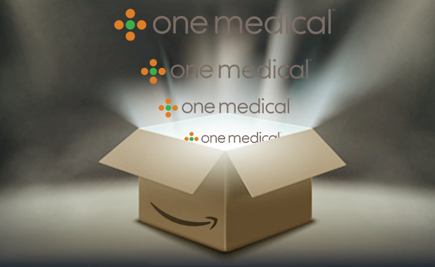 5 Things to Know about Amazon’s Recent One Medical Acquisition. The One Medical logo repeatedly emerging from an Amazon shipping box.