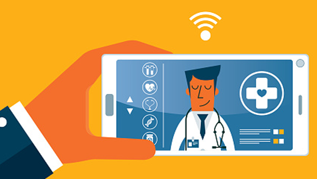Penn Medicine Study Crunches Big Numbers to Document Telemedicine Savings. A patient holds a phone running a telemedicine app that shows the doctor with whom the patient is communicating.