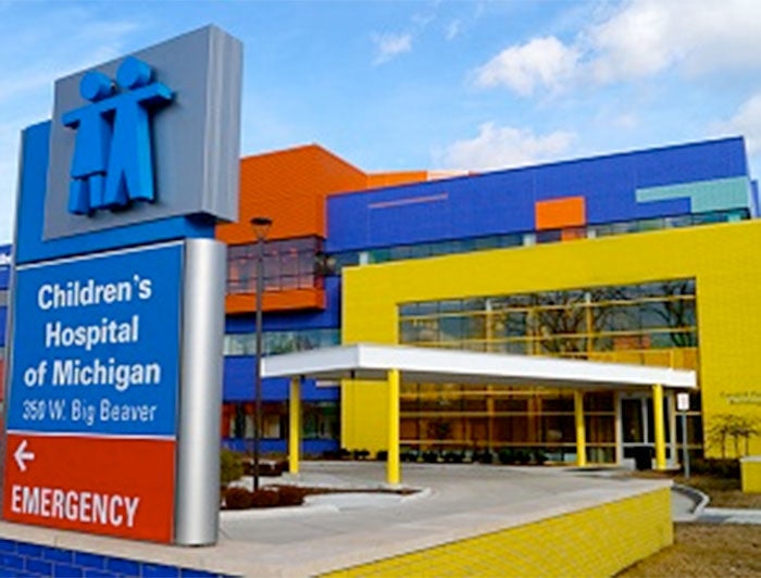 Children's Hospital Michigan's brightly colored exterior