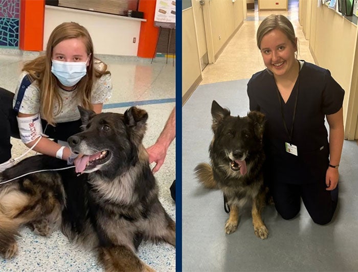 Telling the Hospital Story: Corewell Health k9 security dog Rex and Grace Bing