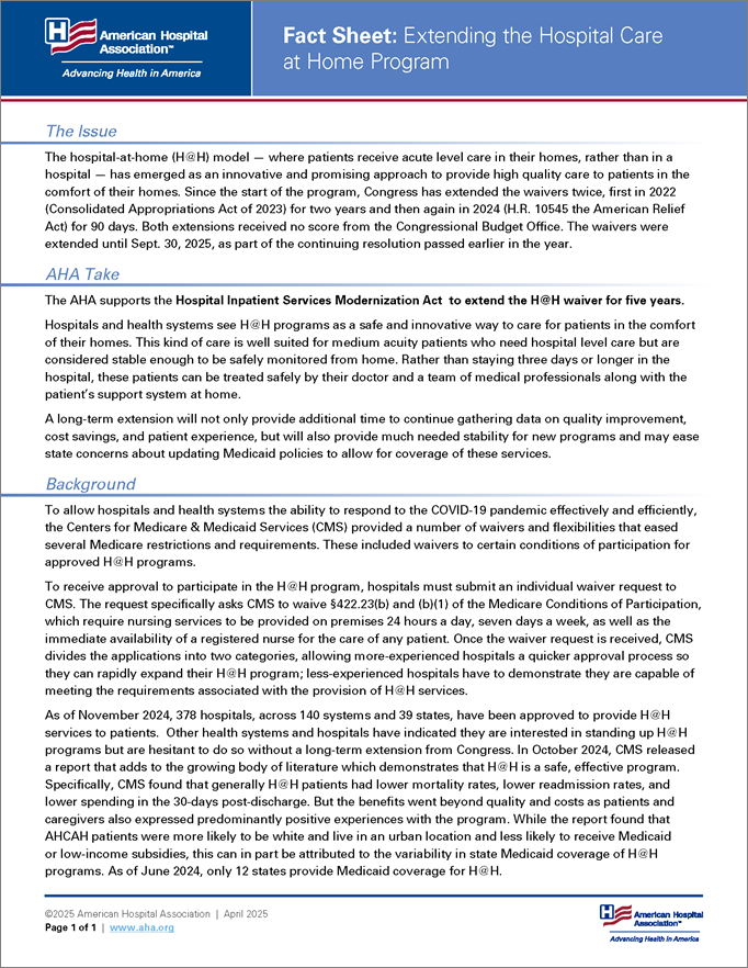 Image Fact Sheet: Extending the Hospital-at-Home Program 900 px April 2025