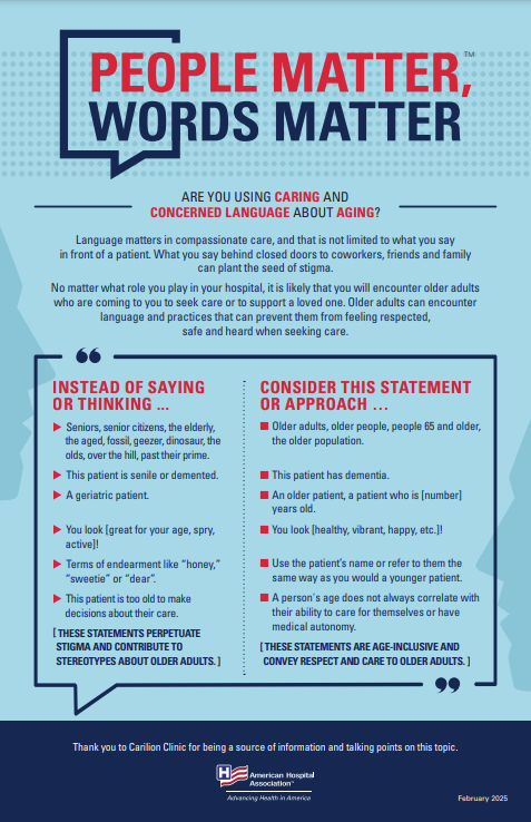 Click to download poster: Are You Using Caring and Cooncerned Language About Aging? Are You Using Caring and Cooncerned Language About Aging?