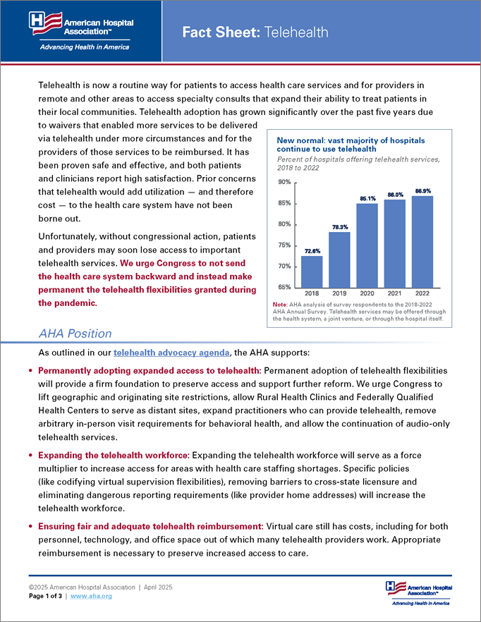Fact Sheet: Telehealth page 1.