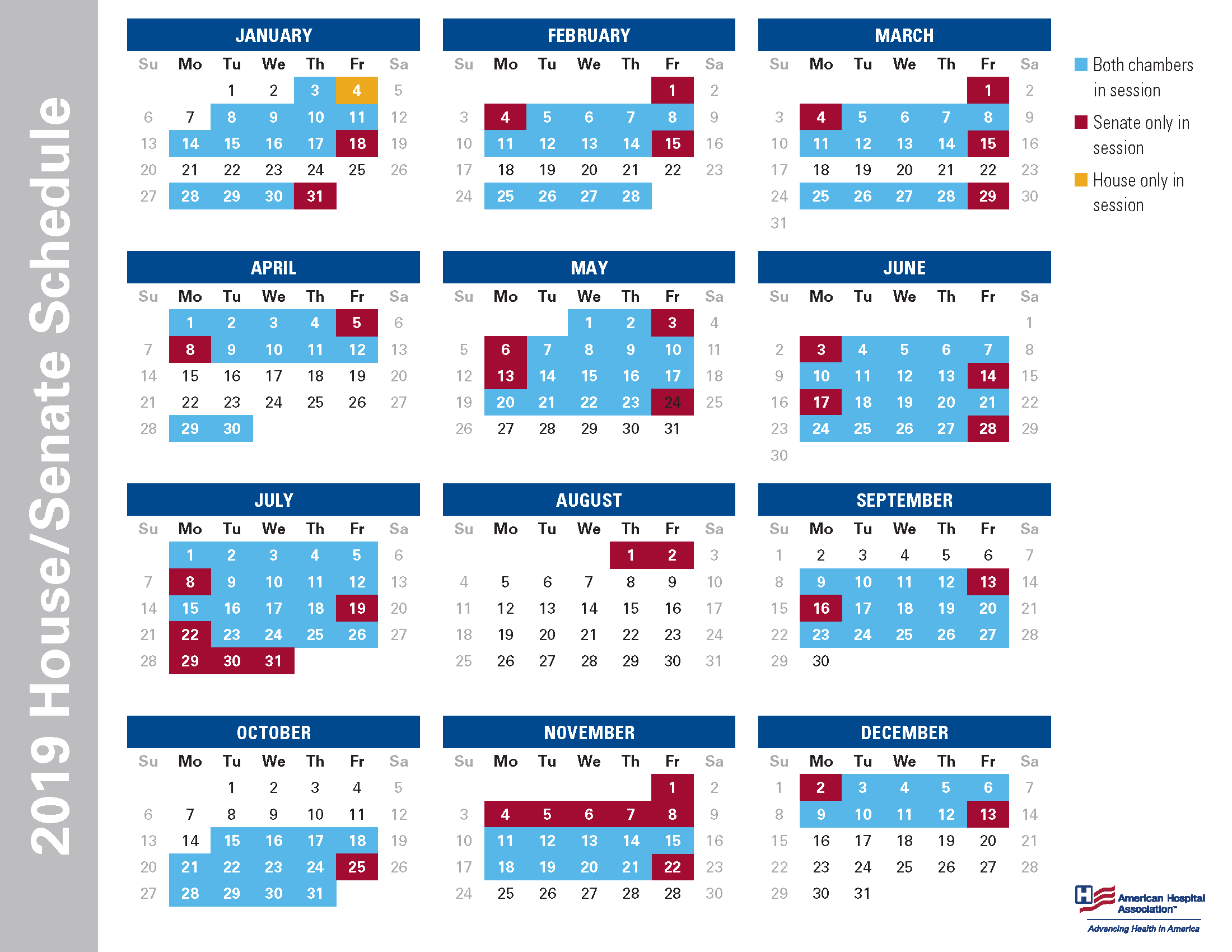 2019 House/Senate Schedule