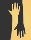 Addressing health equity is an imperative. An image of a dark body with an arm and hand intertwined with a light body with an arm and hand.