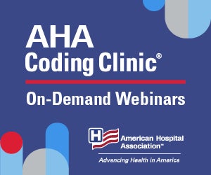 AHA Coding Clinic On-Demand Webinars. American Hospital Association logo.