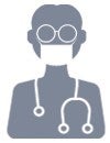 Flexwise Health. A doctory with eye protection, a surgical mask, and a stethoscope icon.