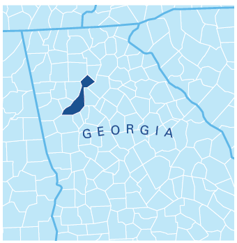 Map of Georgia counties that Grady Health System serves.