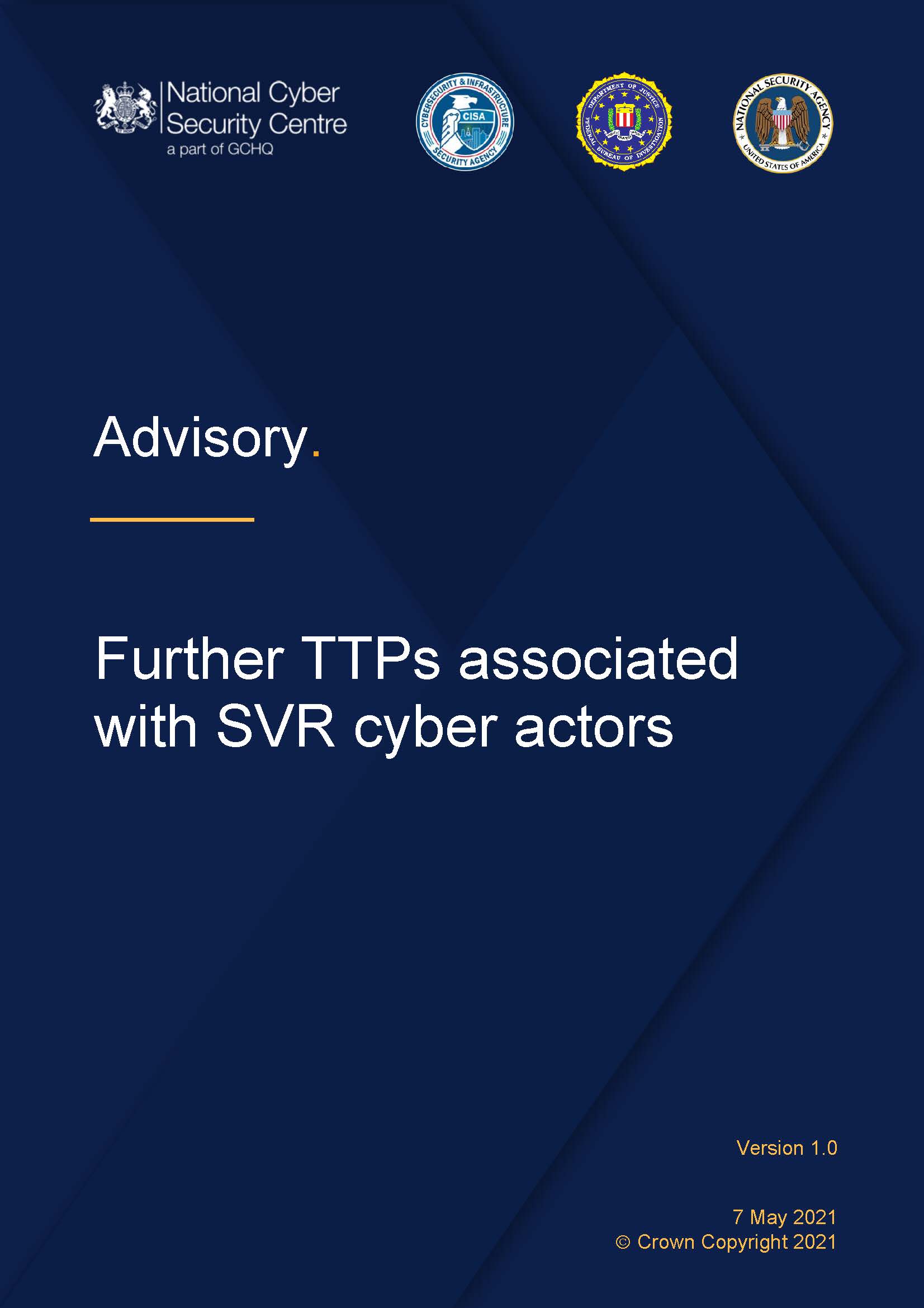 National cyber security center notice of further TTP's associated with SVR cyber actors 