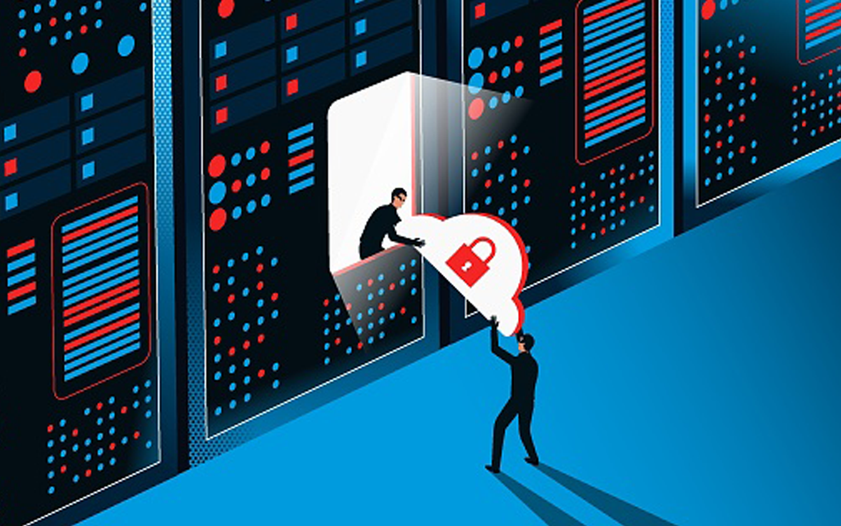 Protecting Care Delivery from Cyber Disruption. Cyber thieves steal the security passwords in the cloud from a computer.