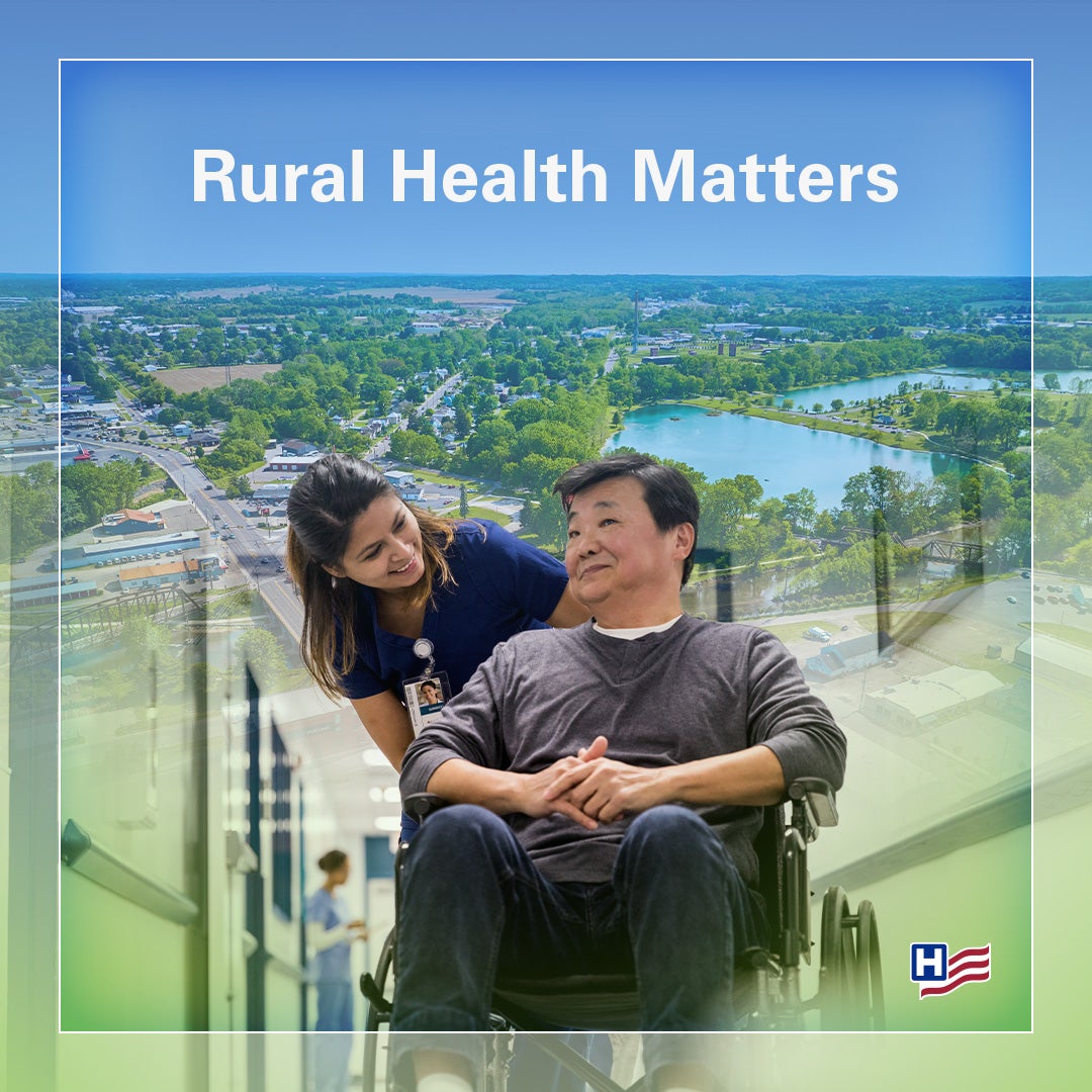 Rural Health Matters. National Rural Health Day. Thursday, November 20, 2025. A clinician assists a patient in a wheelchair against a rural scene in the background.