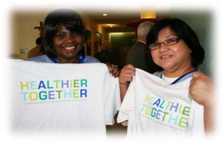Saint Raphael Campus Clinicians with Healthier Together T-shirts.