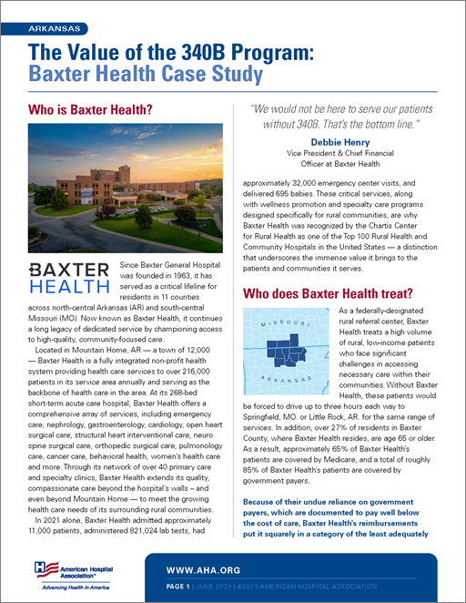 Cover: The Value of the 340B Program: Baxter Health Case Study