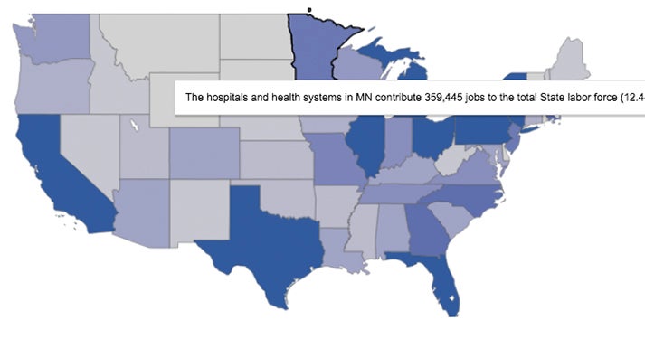 hospital jobs in the us map