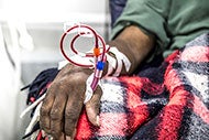 A Chance to Disrupt the Clinic-Based Dialysis Market; image of a a patient receiving dialysis.
