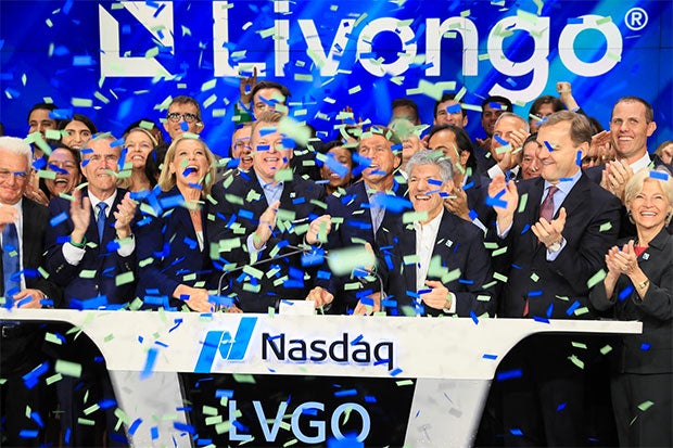 Investor Appetite Remains Strong for Digital Health Startups. Livongo executives celebrating their initial public offering on the floor of the Nasdaq exchange.
