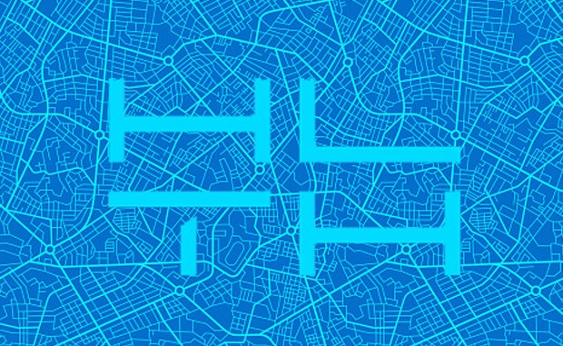 4 Transformation Takeaways from HLTH. The HLTH conference logo over blueprints of a city map.