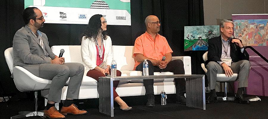 SXSW panel: Pictured, from left to right: Manik Bhat, CEO of Healthify, Inc.; Carmen Llanes Pulido, executive director at Go Austin/Vamos Austin; Dwayne Proctor, senior adviser to the president and director at the Robert Wood Johnson Foundation, and Ron Paulus, M.D., former president and CEO of Mission Health.
