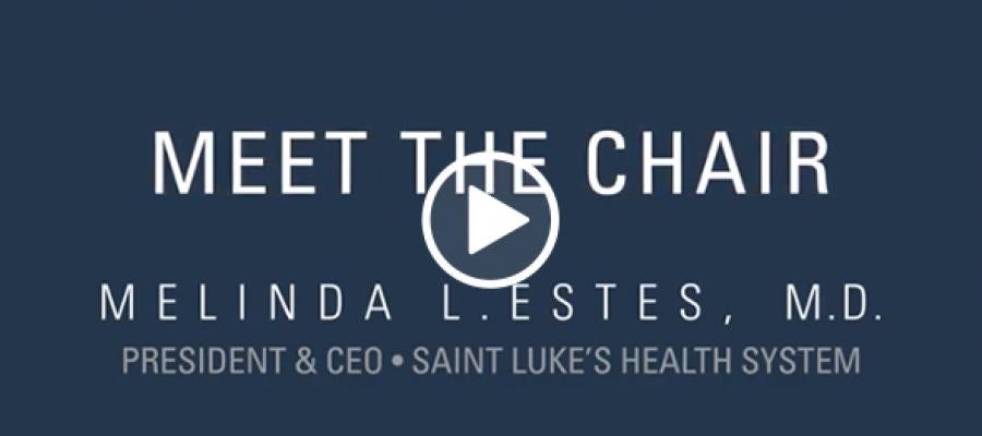 Screenshot of video still that reads "Meet the Chair, Melinda L. Estes, M.D."