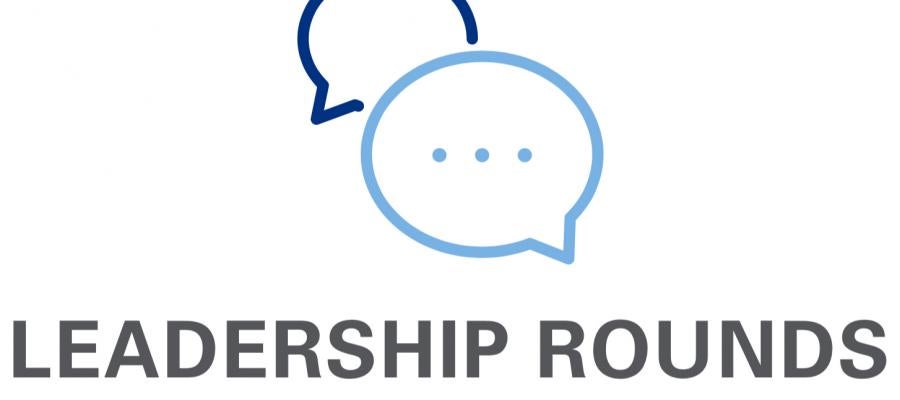 Leadership Rounds logo. 5 Questions with Dr. Mindy Estes.