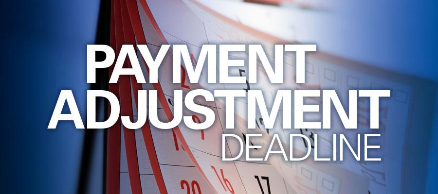 calendar pages turning with text that says "Payment Adjustment Deadline"